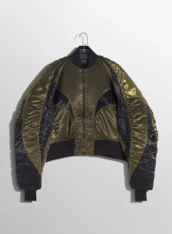 Women MUGLER military green satiny bomber jacket