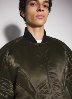 Women MUGLER military green satiny bomber jacket