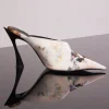 Women MUGLER x Ambera Wellmann printed velvet fang 95 mules