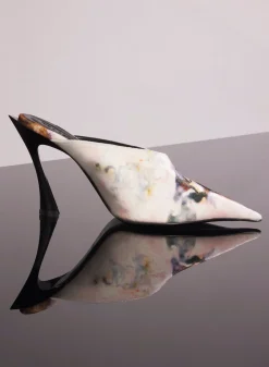 Women MUGLER x Ambera Wellmann printed velvet fang 95 mules