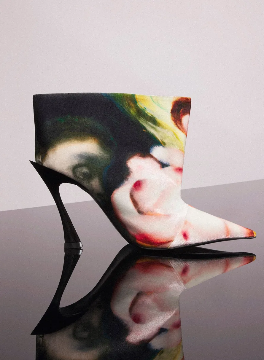 Women MUGLER x Ambera Wellmann printed velvet fang 95 boots