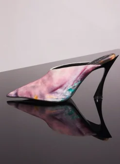 Women MUGLER x Ambera Wellmann printed velvet fang 95 mules
