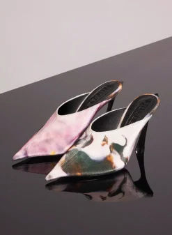 Women MUGLER x Ambera Wellmann printed velvet fang 95 mules