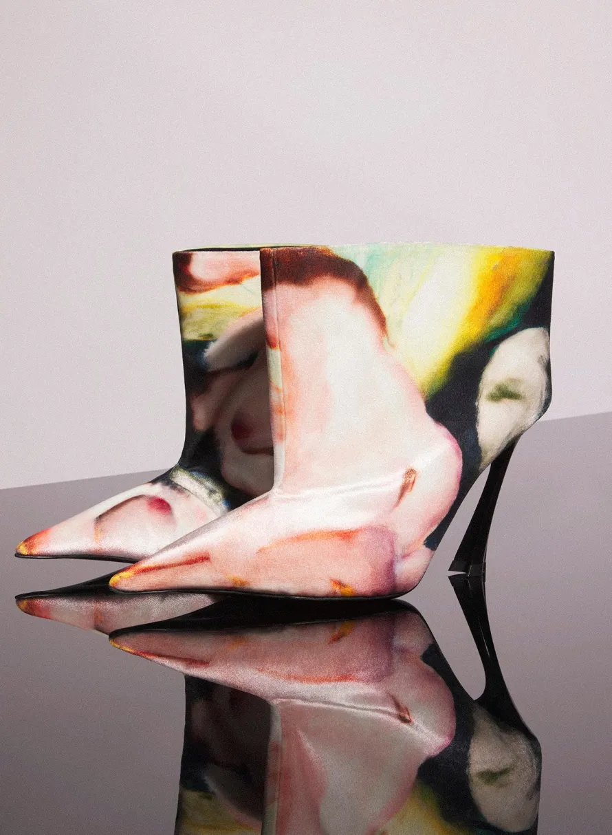Women MUGLER x Ambera Wellmann printed velvet fang 95 boots