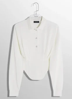 Women MUGLER off-white corseted polo