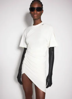 Women MUGLER off-white draped pierced day dress