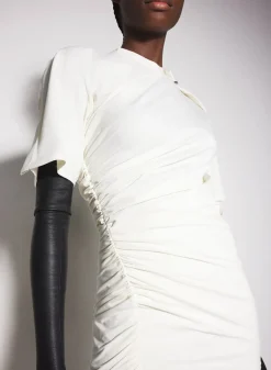 Women MUGLER off-white draped pierced day dress