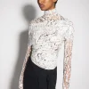 Women MUGLER off-white dévoré velvet ruched top