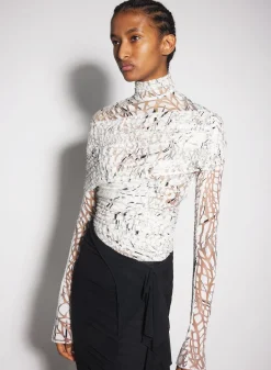 Women MUGLER off-white dévoré velvet ruched top