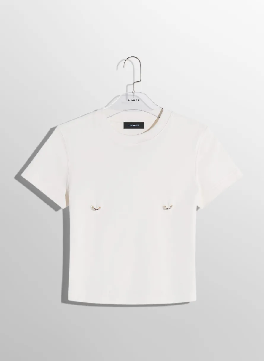 Women MUGLER off-white pierced baby t-shirt