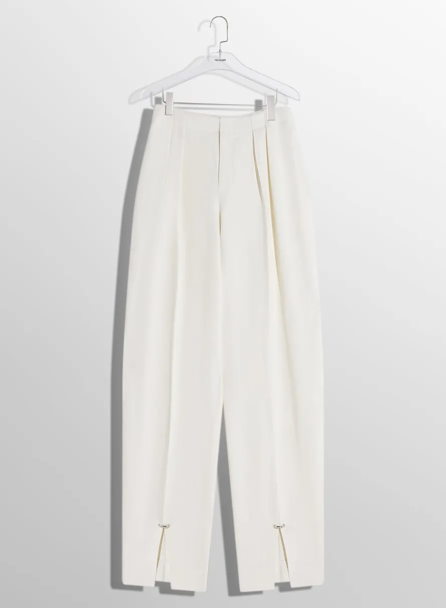 Women MUGLER off-white pierced loose tailored trousers