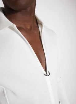 Women MUGLER off-white pierced polo