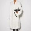 Women MUGLER off-white ribbed belted coat
