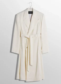 Women MUGLER off-white ribbed belted coat
