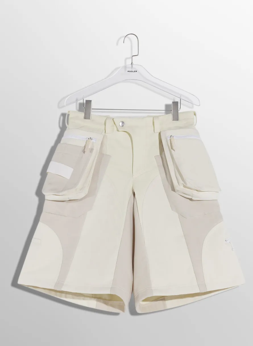 Women MUGLER off-white technical fabric cargo shorts