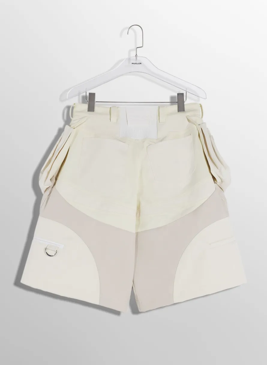 Women MUGLER off-white technical fabric cargo shorts