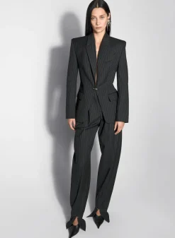 Women MUGLER pinstripe pierced tailored jacket