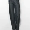 Women MUGLER raw blue laced-up straight leg jeans