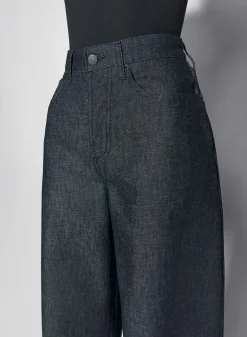 Women MUGLER raw blue laced-up wide leg jeans