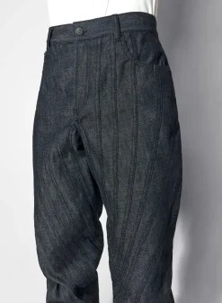 Women MUGLER raw blue spiral baggy jeans