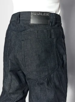 Women MUGLER raw blue spiral baggy jeans