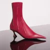MUGLER red boned leather fang 55 ankle boots
