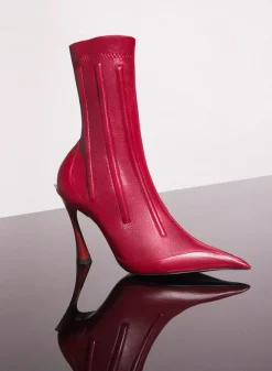 MUGLER red boned leather fang 95 ankle boots