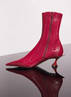 MUGLER red boned leather fang 55 ankle boots