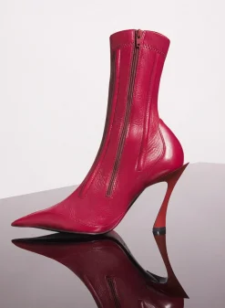 MUGLER red boned leather fang 95 ankle boots