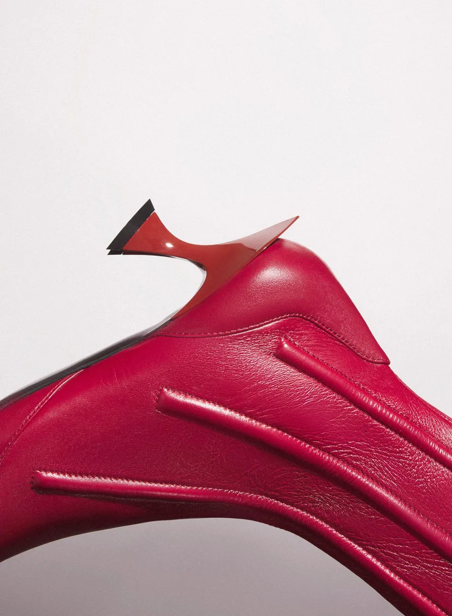 MUGLER red boned leather fang 55 ankle boots