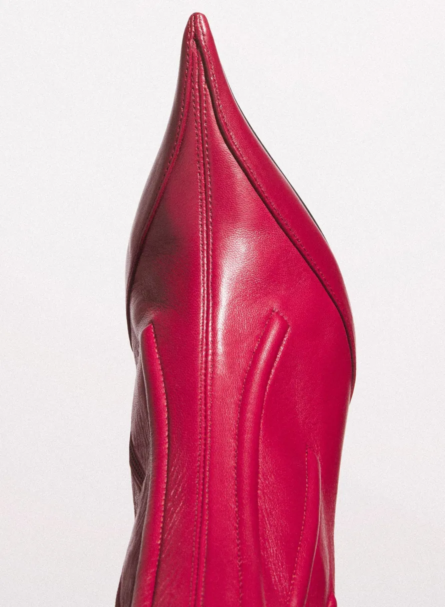 MUGLER red boned leather fang 95 ankle boots