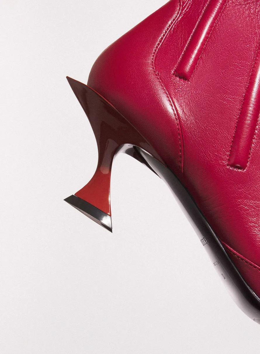 MUGLER red boned leather fang 55 ankle boots