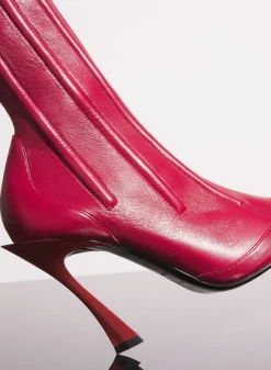 MUGLER red boned leather fang 95 ankle boots