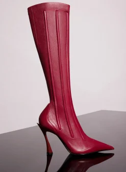 MUGLER red boned leather fang 95 boots