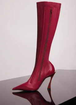 MUGLER red boned leather fang 95 boots