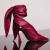 MUGLER red leather knot fang 95 mules