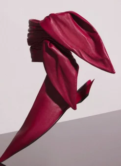 MUGLER red leather knot fang flat mules