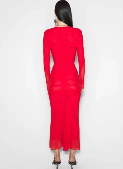 Women MUGLER red ruched bodysuit