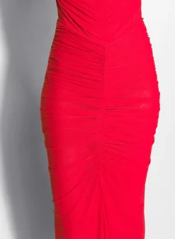 Women MUGLER red ruched mesh skirt