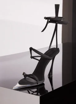 MUGLER Strappy black suede Fang 95 sandals