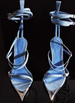 MUGLER Strappy denim Fang 95 sandals