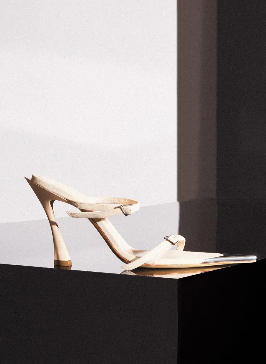 MUGLER Tan suede Fang 95 sandals