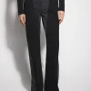 Women MUGLER washed black bi-material straight leg jeans