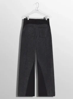 Women MUGLER washed black bi-material straight leg jeans
