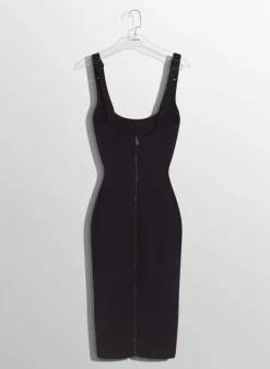 Women MUGLER washed black buckled denim dress