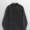 Women MUGLER washed black denim shirt