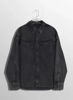 Women MUGLER washed black denim shirt