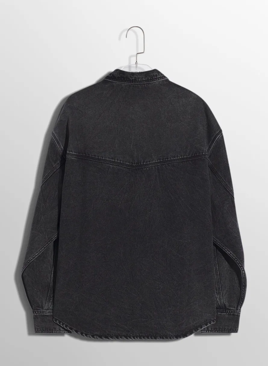 Women MUGLER washed black denim shirt