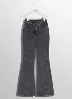 Women MUGLER washed black flared jeans