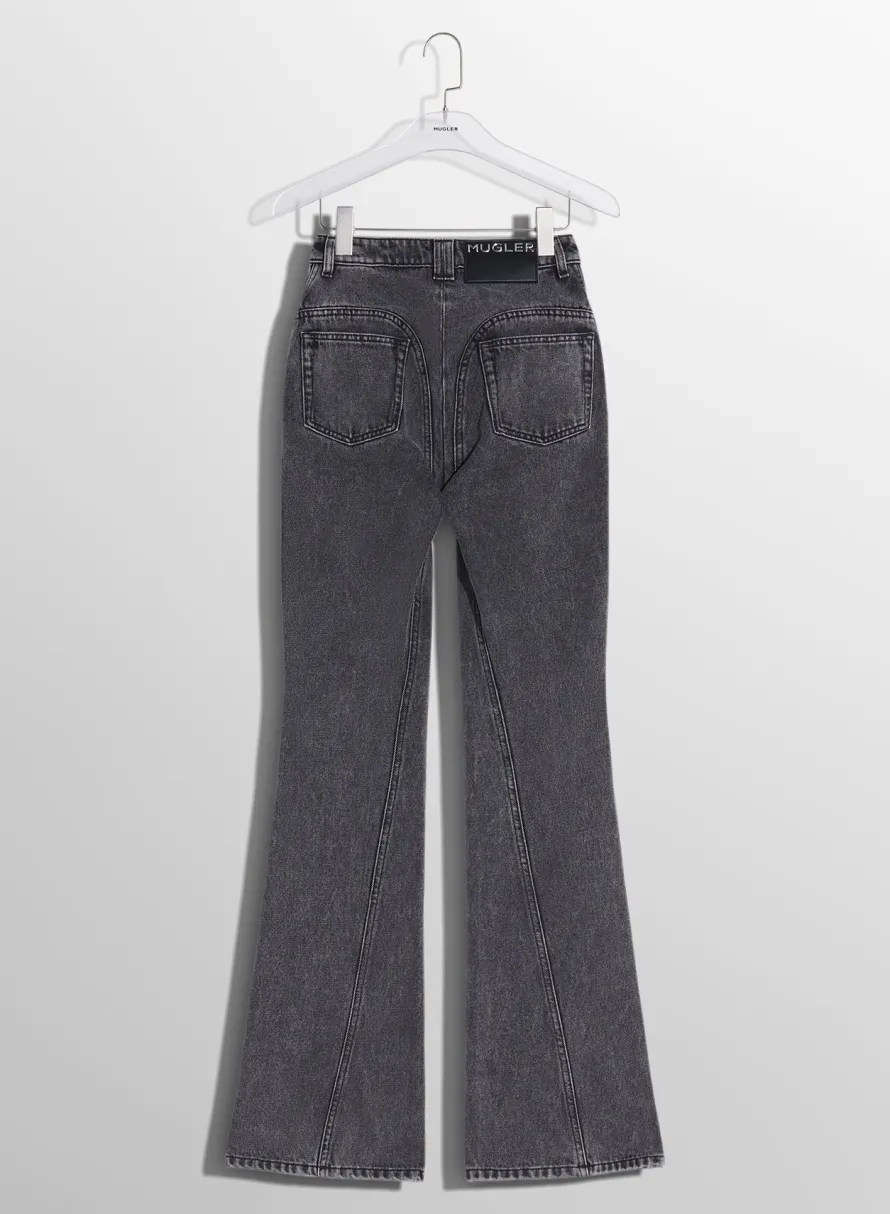 Women MUGLER washed black flared jeans